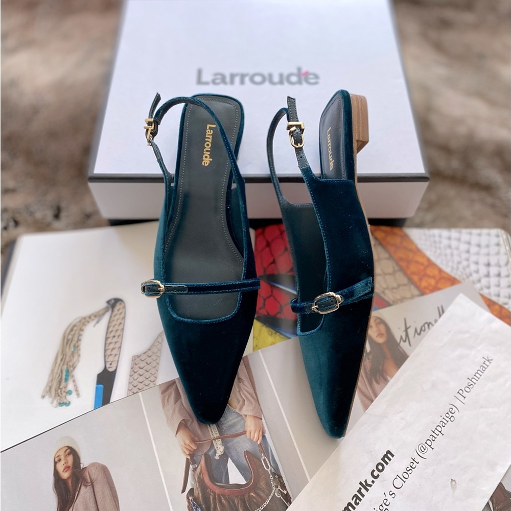 Larroudé Ines Buckled Slingback Flats - Picture 2 of 11